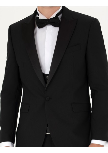 Erkek Siyah Ex. Slim Fit Yelekli Smokin 50268905-VR046