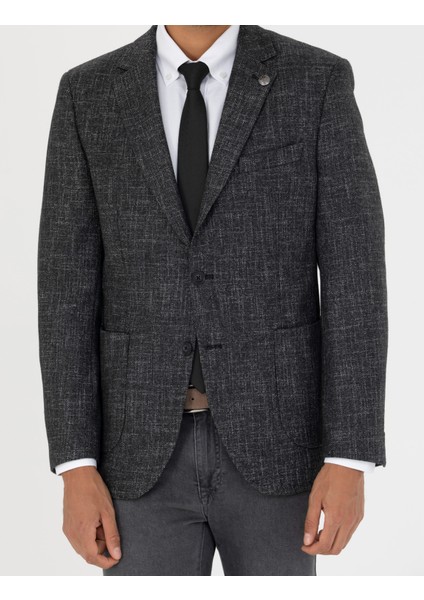 Erkek Füme Ekstra Slim Fit Yün Karışımlı Blazer Ceket 50273154-VR058