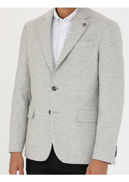 Erkek Açık Gri Slim Fit Ceket 50273166-VR001