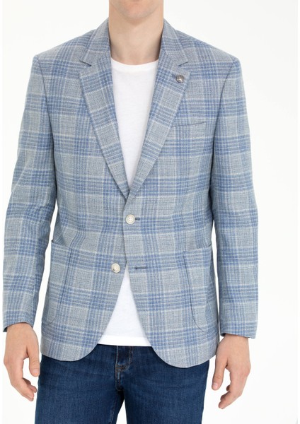 Erkek Açık Lacivert Slim Fit Ceket 50265941-VR059
