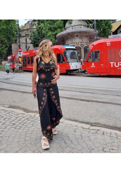 Otantik Nakış Işlemeli Harem Şalvar Pantolon Buluz Takım