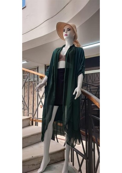 Itayan Ipek Detaylı Oversize Kaftan