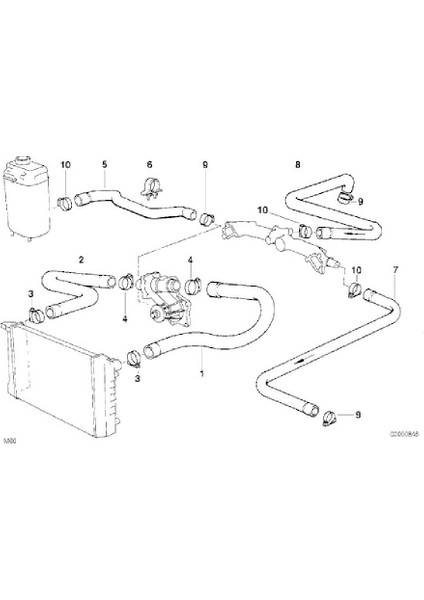 Bmw E38 ve E39 Uyumlu M60 ve M62 Motor Su Hortumu 11531741409