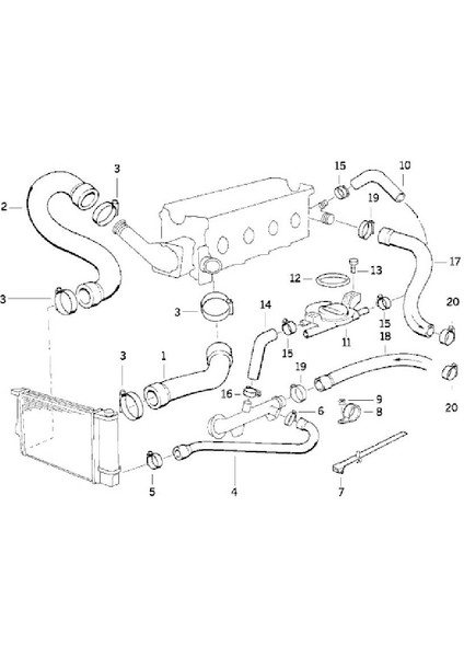 Bmw E36 Uyumlu M40 M42 M43 M44 Motor Su Hortumu 11531721711 ve 1743295