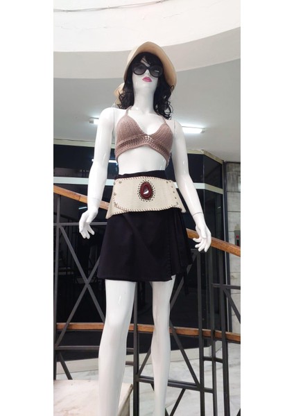 Boho Doğal Taşlı Zımbalı Deri Kemer (90 CM-105 Cm) modelleri