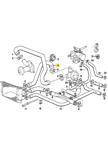 Bmw E34 M20 Uyumlu Motor Radyatör Üst Hortumu 11531722215