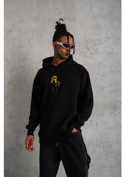 By Kea Kapşonlu Baskılı Sweetshirt - Siyah