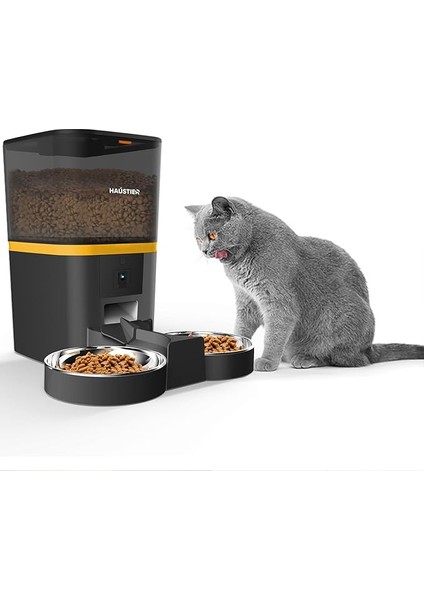 Haustier QQ025-DUAL Kameralı Akıllı Kedi Köpek Otomatik Mama Kabı, App Uzaktan Kontrol, Sesle Çağırma, 480P Kamera, 4lt Hazne, Çift Metal Kase fırsatları