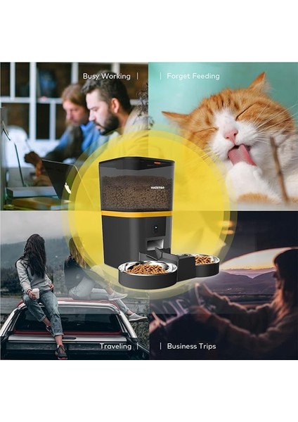 Haustier QQ025-DUAL Kameralı Akıllı Kedi Köpek Otomatik Mama Kabı, App Uzaktan Kontrol, Sesle Çağırma, 480P Kamera, 4lt Hazne, Çift Metal Kase indirimleri
