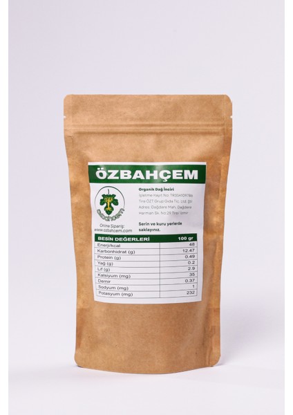 Özbahcem Organik Küçük Boy Kuru Incir (61-65 Kalibre) 500 gr fiyatları