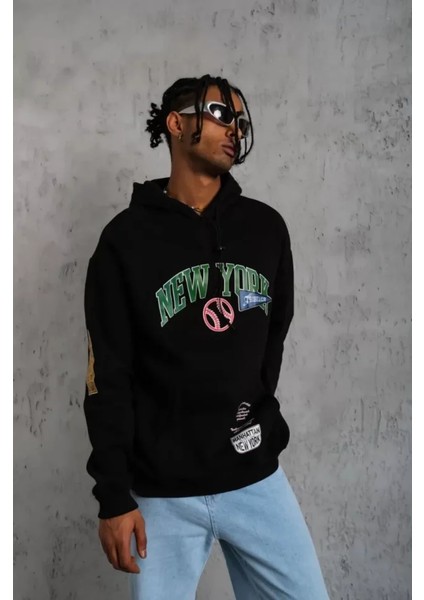 By Kea Erkek Baskılı Kapüşonlu Sweatshirt - Siyah