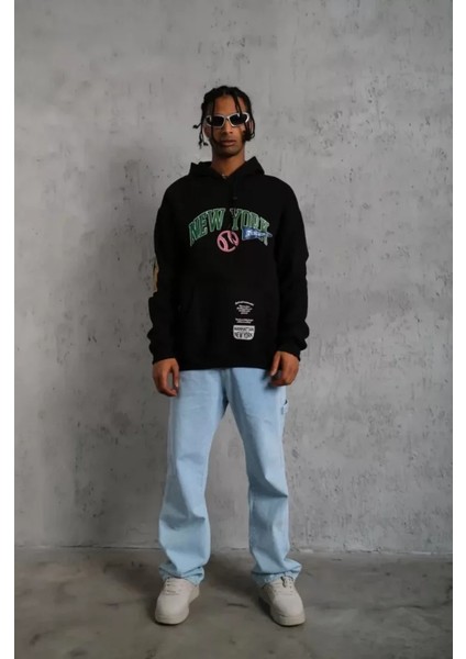 By Kea Erkek Baskılı Kapüşonlu Sweatshirt - Siyah fırsatları