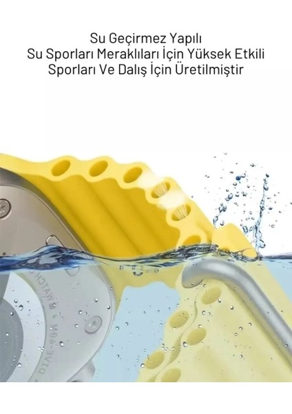 Ocean Loop Sarı Silikon Kordon 42,44,45,49MM Apple Watch Uyumlu 7,8,9,10,ultra Akıllı Saat Kordonu fırsatları