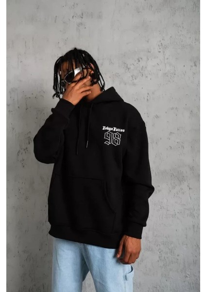 By Kea Erkek 98 Baskılı Kapşonlu Sweat - Siyah