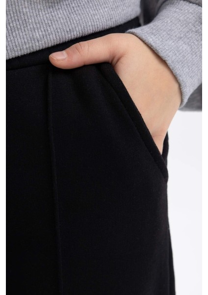 Kız Çocuk Siyah Wide Leg Geniş Paça Basic Düz Pamuklu Pantolon B7784A8NS indirimleri