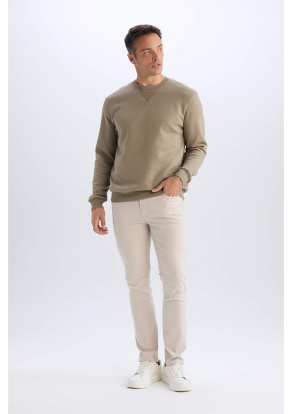Regular Fit Bisiklet Yaka Kalın Basic Düz Sweatshirt T3777AZ25SP
