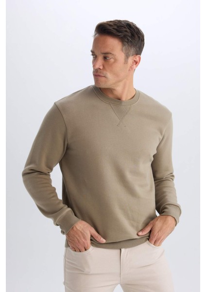 Regular Fit Bisiklet Yaka Kalın Basic Düz Sweatshirt T3777AZ25SP