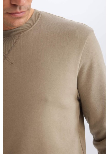 Regular Fit Bisiklet Yaka Kalın Basic Düz Sweatshirt T3777AZ25SP