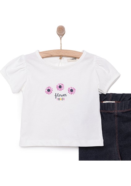 Kız Çiçek Baskılı Tshirt-Tayt Kız Bebek