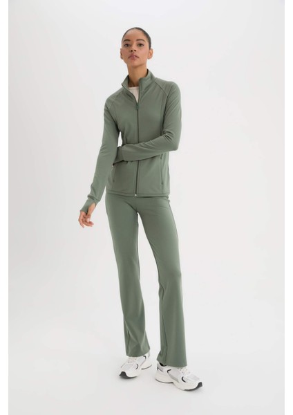 DeFactoFit Fitted Dik Yaka Çift Cepli Fermuarlı Spor Hırka B3985AX25SP