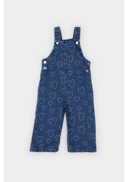 Kız Bebek Kalp Desenli Salopet Jean Tulum E0450A525SP