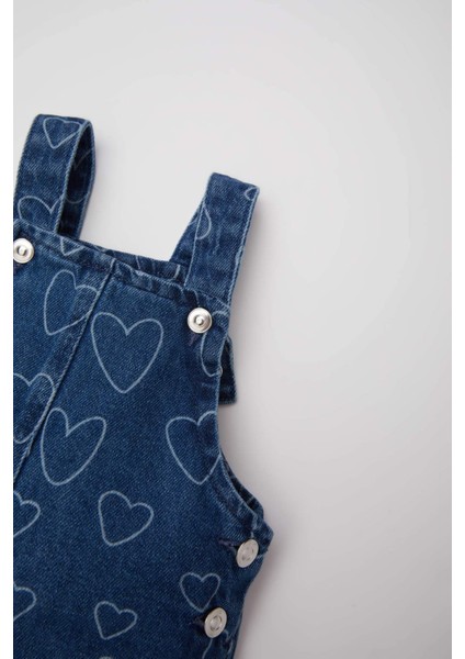 Kız Bebek Kalp Desenli Salopet Jean Tulum E0450A525SP