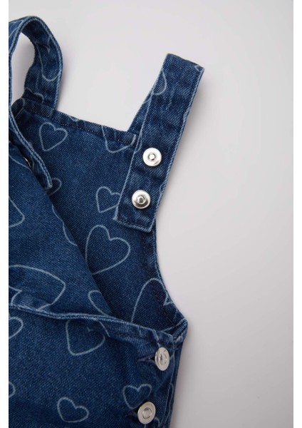 Kız Bebek Kalp Desenli Salopet Jean Tulum E0450A525SP