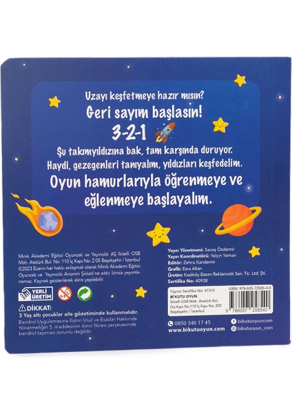 Uzay Aktivite Kitabı ve 3X50GR Hamur Hediyeli