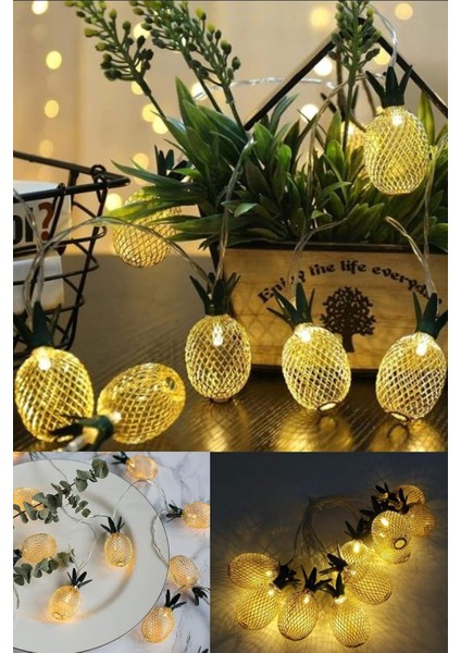 2m 10 LED Pilli 2 Kademeli Ananas LED Işık