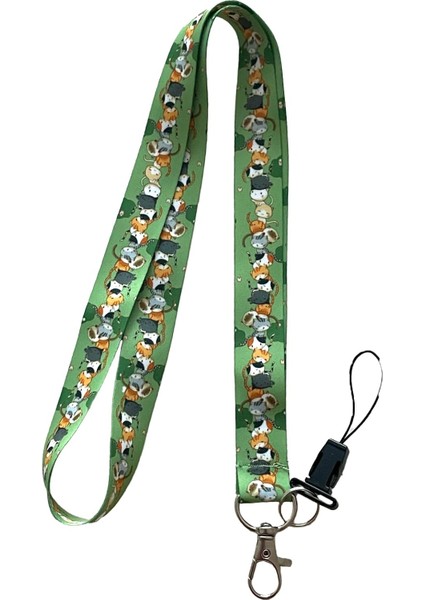 Yeşil Kediler Boyun Ipi ve Telefon Askısı Lanyard