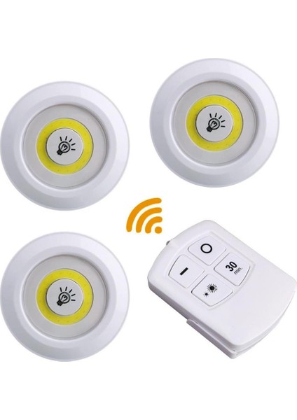 Uzaktan Kumandalı Yapışkanlı 3 Lü LED Spot Lamba (4738)