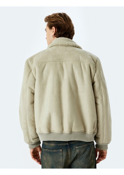 Slim Fit Fermuarlı Içi Peluş Suni Süet Ceket fırsatları