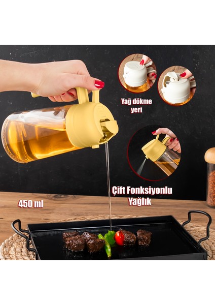 Çok Amaçlı Cam Sprey Şişe -Yağdanlık Limon Sirke Sos Püskürtücü, Sızdırmaz Yağdanlık Sarı fırsatları