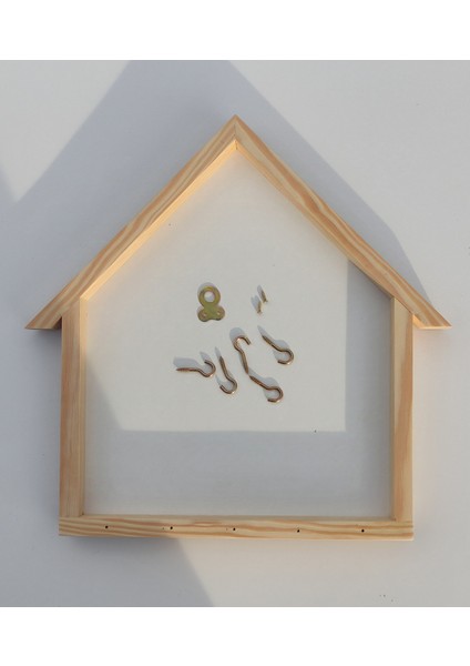 25X30CM Ahşap Çerçeveli Boyanabilir Kapalı Anahtarlık Panosu Beyaz