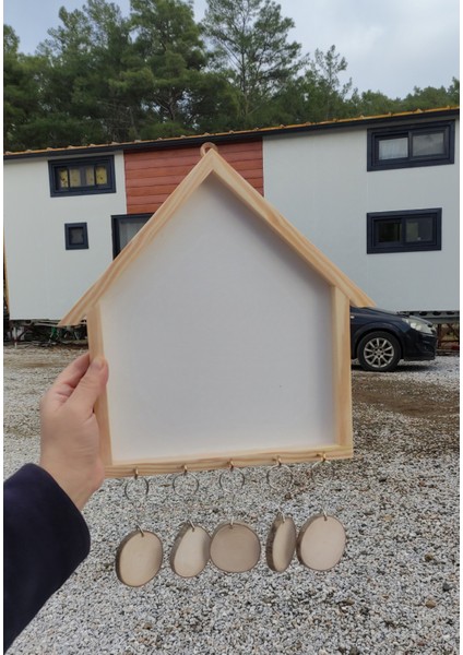 25X30CM Ahşap Çerçeveli Boyanabilir Kapalı Anahtarlık Panosu Beyaz fırsatları