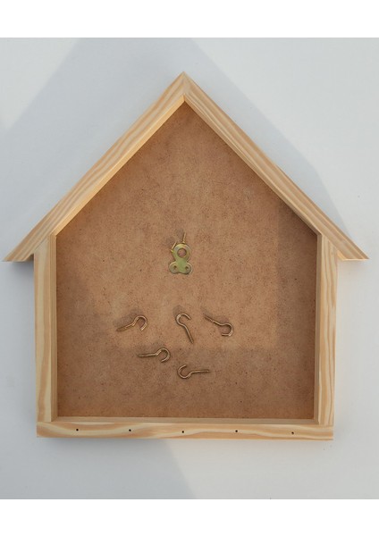 25 x 30 cm Ahşap Çerçeveli Boyanabilir Kapalı Anahtarlık Panosu Ham