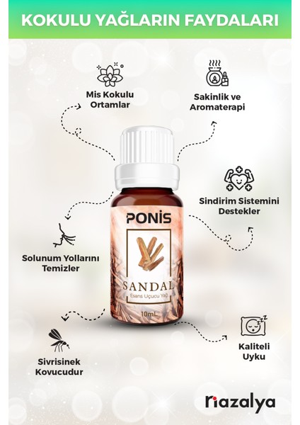 Hava Nemlendiriciler Için Uçucu Oda Koku Yağı Esansiyeli Sandal 10 Ml.