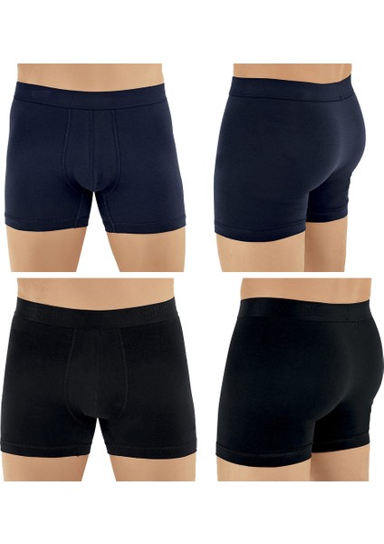 E031 Erkek Likralı Boxer Külot 3siyah-3lacivert S