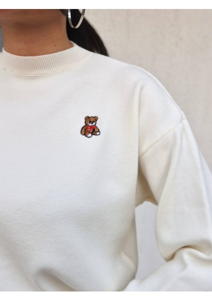 Teddy Bear Nakışlı Yün Kazak