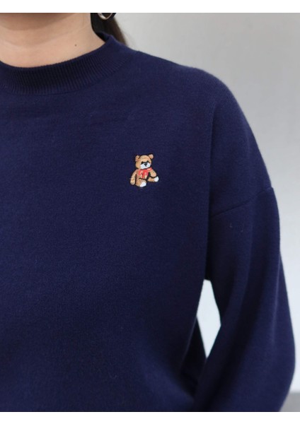 Teddy Bear Nakışlı Yün Kazak
