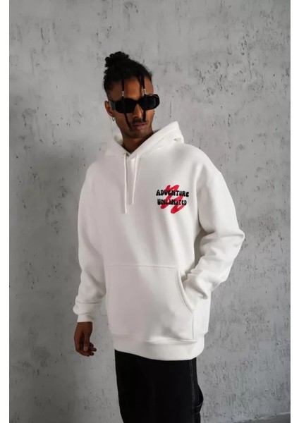 By Kea Erkek Şapkalı Güvercin Baskılı Kapşonlu Sweat - Beyaz fiyatları