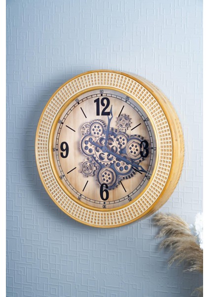 Dekoratif Çarklı Duvar Saati - 59 cm