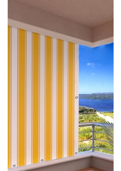 Balkon Perdesi Kuş Gözü Ölçü Seçenekli Sarı Beyaz fiyatları