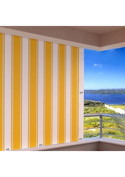 Balkon Perdesi Kuş Gözü Ölçü Seçenekli Sarı Beyaz modelleri
