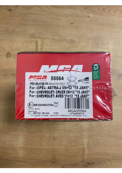 Mga 55564 Ön Fren Balatası (15 Jant) Opel Astra J (2009-2012) / Chevrolet Cruze (2009-2012) - Aveo (2011-2012) fiyatları