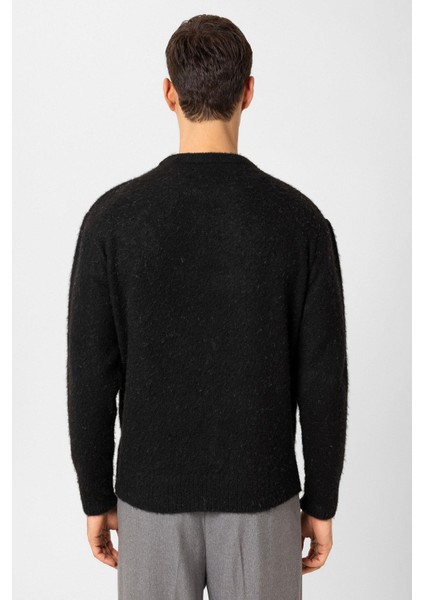 Siyah Yün Görünümlü Erkek Kazak indirimleri