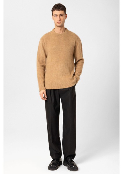 Açık Kahve Yün Görünümlü Erkek Kazak fiyatları