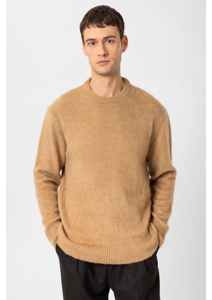 Açık Kahve Yün Görünümlü Erkek Kazak modelleri