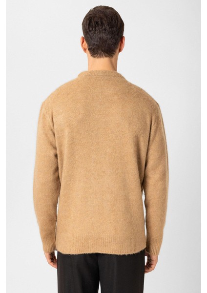 Açık Kahve Yün Görünümlü Erkek Kazak indirimleri