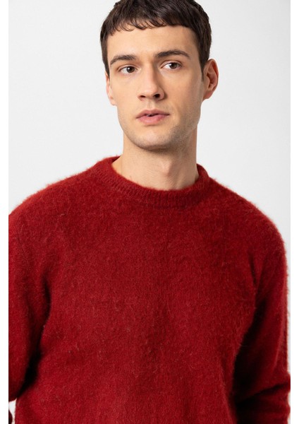 Bordo Yün Görünümlü Erkek Kazak fırsatları